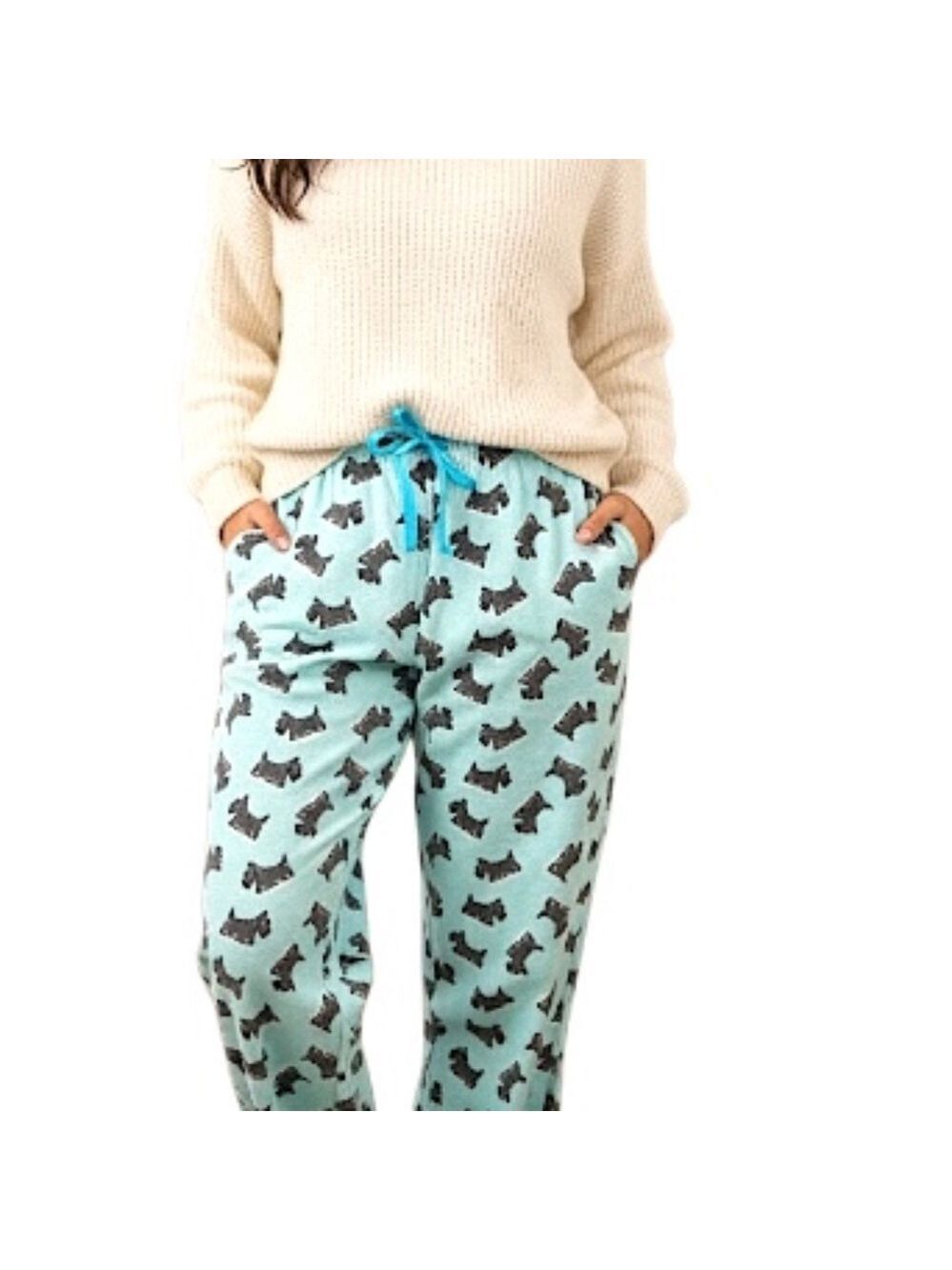 Aqua blue cotton flannel Scottie dog lounge pants pyjama pants XXL / 20 - Picture 2 of 14
